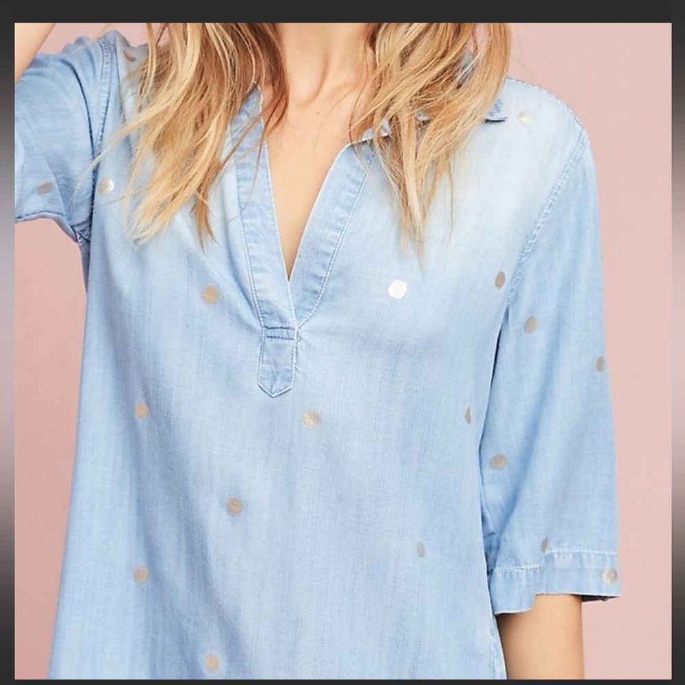 Anthropologie Cloth & Stone Chambray Dress - Picture 2 of 6